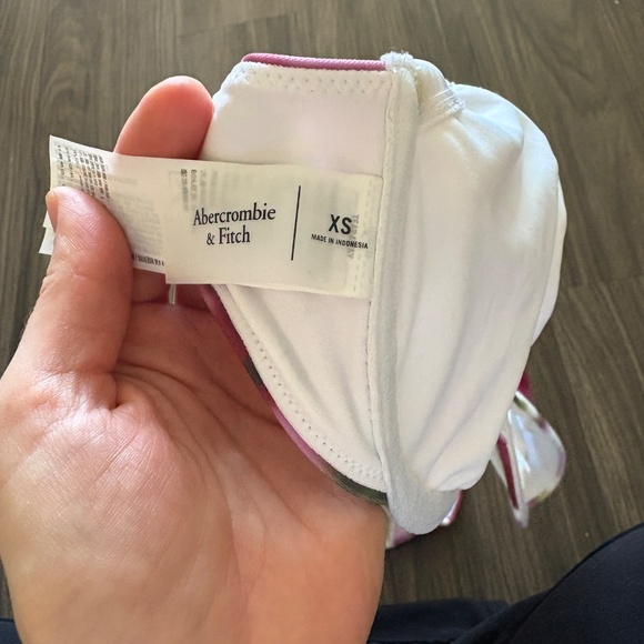 Abercrombie Ruched Underwire Matching Bikini Top and Bottoms Pink Green XS - Picture 4 of 7